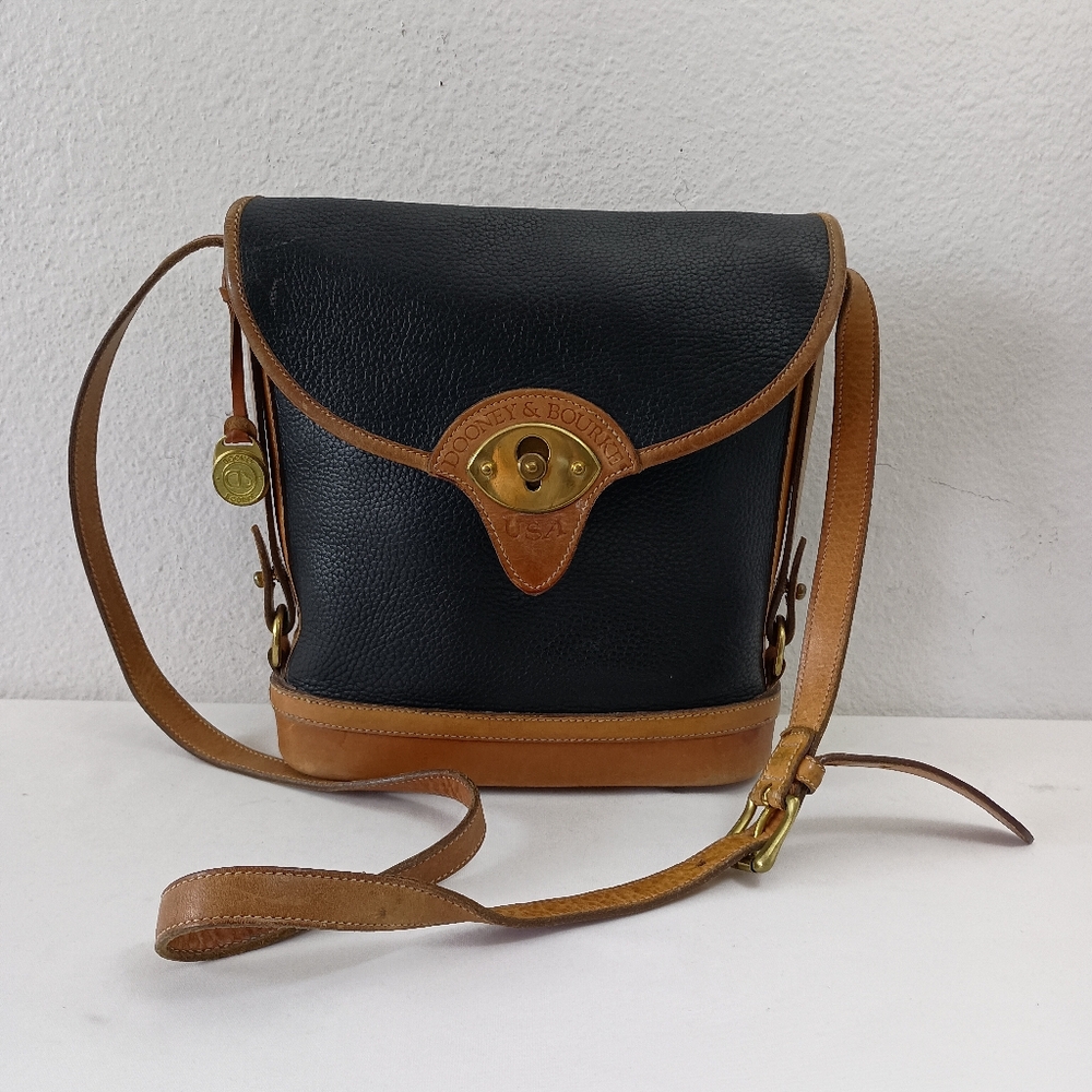 Vintage Dooney & Bourke Large Black Calvary Spectator Crossbody Bag